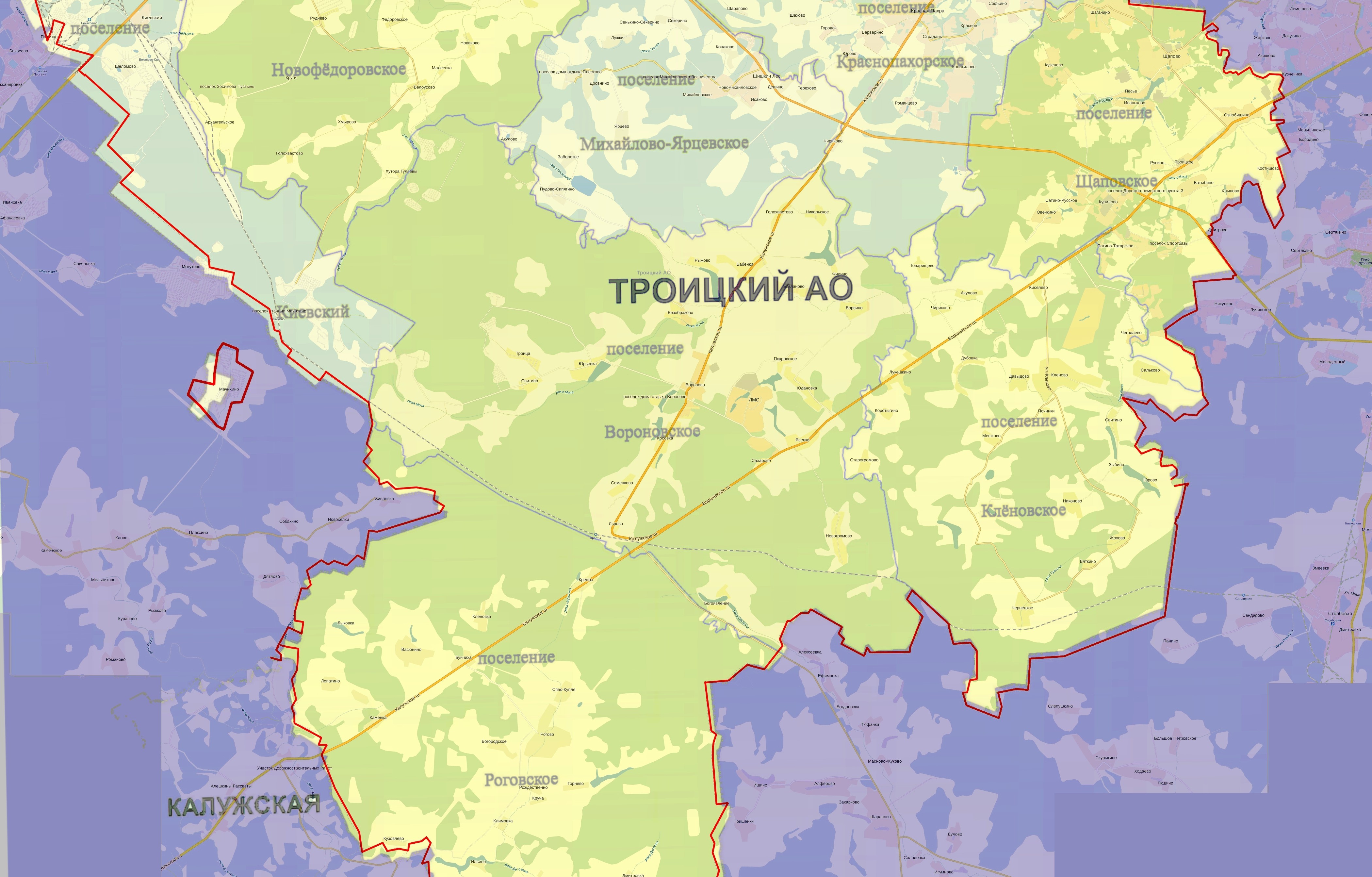 Карта тинао с поселениями